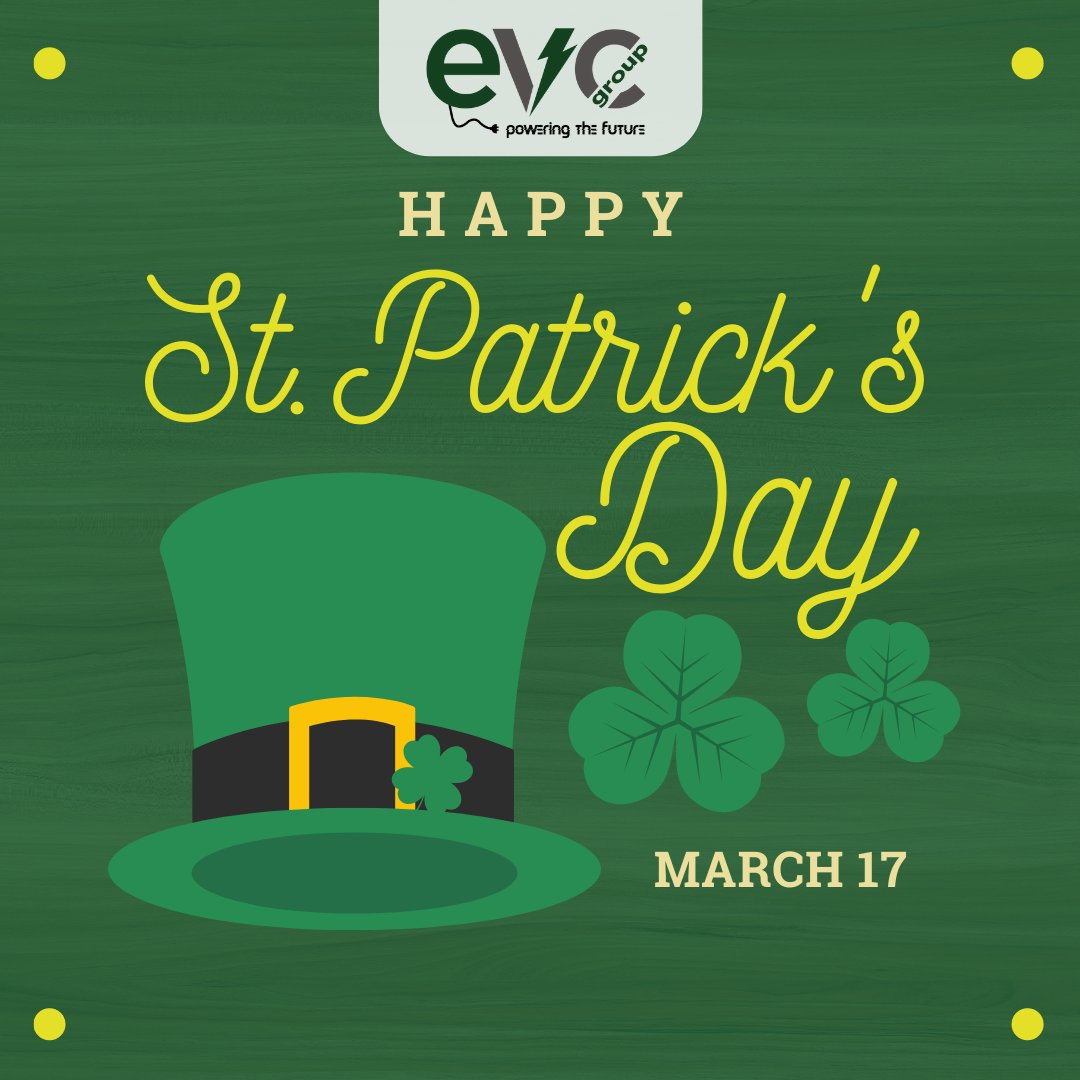 Happy St Patrick's Day from everybody at EVC Group ⚡️🍀 Contact us now for your EV charger 🔌: 0800 083 8985 📱 enquiries@evcgroup.co.uk 📧 evcgroup.co.uk 💻 #stpatricksday #StPatricksDay2023 #ElectricVehicles #evcharging #ev