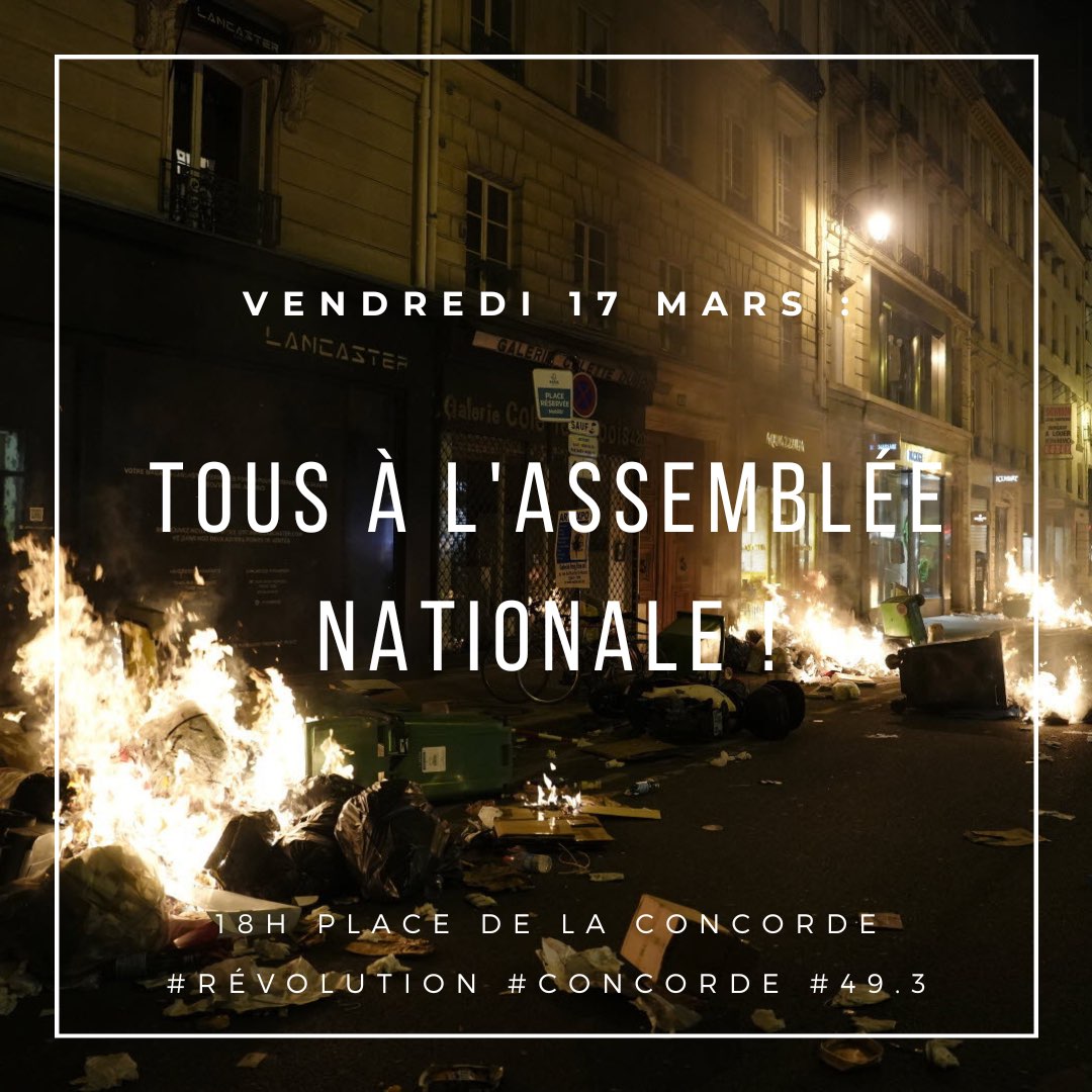 AnonymeCitoyen's tweet photo. 🔴 Des appels a manifester commencent à circuler pour une nouvelle manifestation sur la Place de la Concorde à 18h à Paris #Revolution #greve17mars #Concorde #Macronestuneordure #ReformesDesRetraites https://t.co/itV00rIbdN