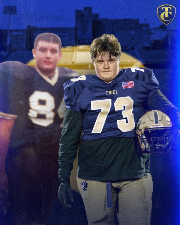 HunterDiley's tweet image. Thank you to @Thiel_Football for making this and showing love to me and my family @DJKoulianos_ @Coachsbauman @ChrisJParry3 #NewEra‼️