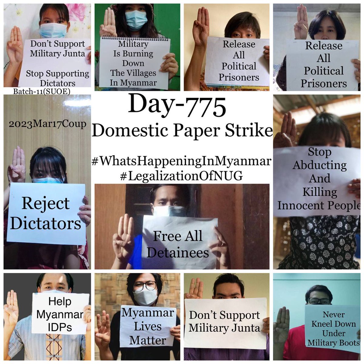 ActivistLittle's tweet photo. Daily anti-coup revolutionary domestic strike by pro-democracy CDMer teachers from Sagaing University of Education as 775th day.

#2023Mar17Coup #WhatsHappeningInMyanmar https://t.co/PkaLoInidy