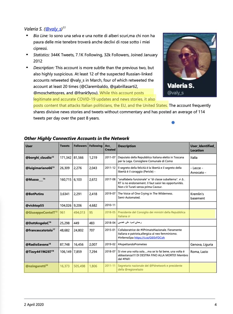 18. This echoed a report to Twitter by the Global Engagement Center re “Russia-linked” accounts: “While this account posts legitimate and accurate COVID-19 updates... it posts content that attacks Italian politicians, the EU, and the United States.” drive.google.com/file/d/1u2412d…