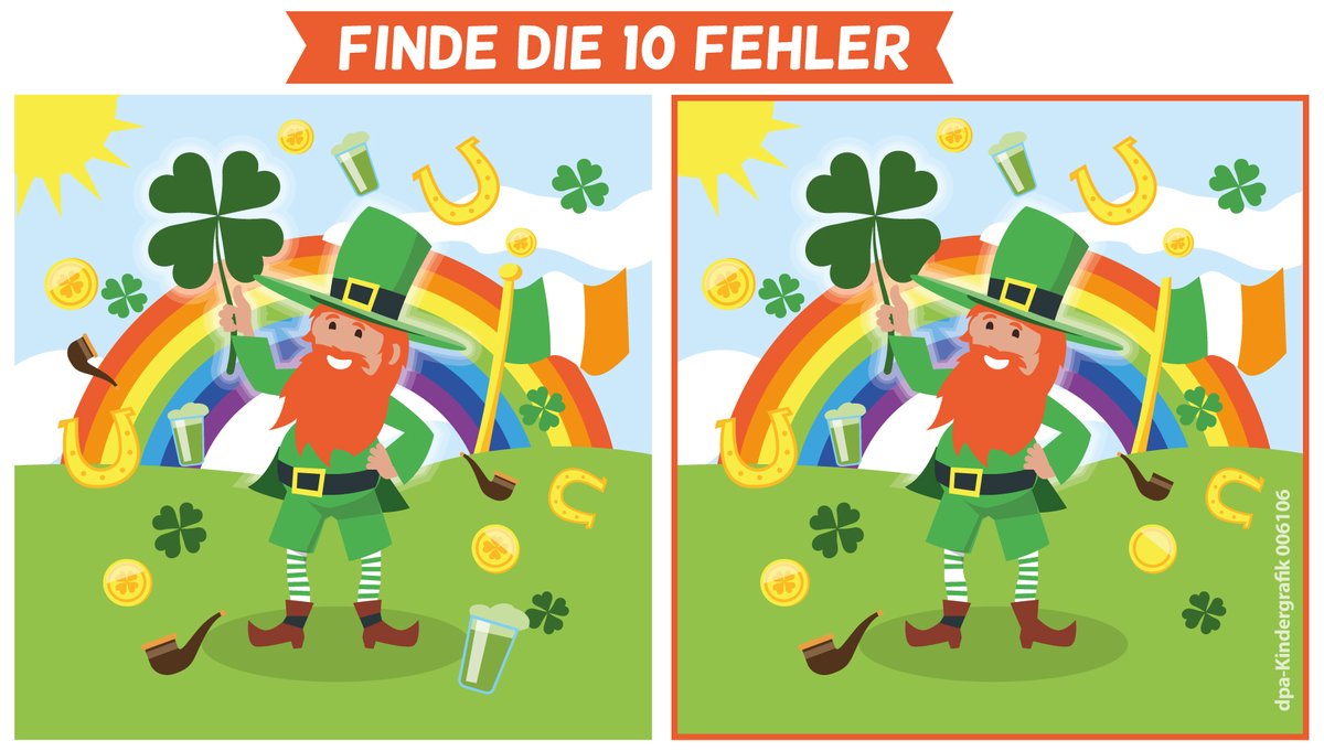 Heute wird der Saint Patrick's Day gefeiert! In diesem Bild haben sich 10 Fehler versteckt. #dpainfografik