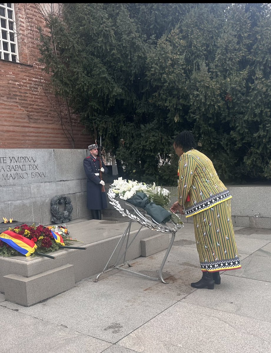 ZimEmbasyBerlin's tweet photo. Today, Ambassador Alice Mashingaidze presented her letters of Credence to the President of the Republic of Bulgaria, His Excellency Rumen Radev, at the Presidential Palace in Sofia, Bulgaria. Afterwards, she laid a wreath on the tomb of the unknown soldier. https://t.co/SPgR5sMTbR