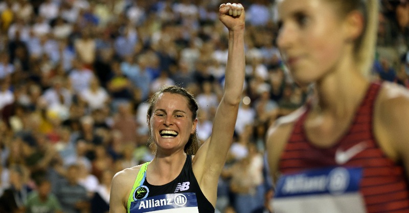 Diamond_League's tweet photo. A St. Patrick's Day 🍀 throwback to a historic performance from Irish 1500m star @ciaramageean 🇮🇪 

#DiamondLeague 💎