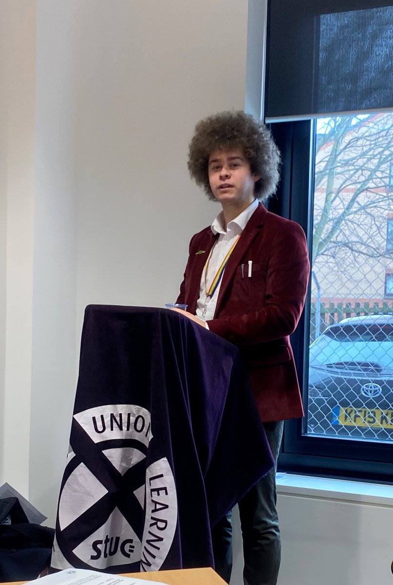 UnionLearning's tweet photo. RMT member Jacob Cochrane addressed a full house at the STUC Apprenticeship Event @scottishTUC last week. Jacob spoke about his journey as a young apprentice with @Scotrail and the support from @RMT_Scotland. Well done Jacob! #ScotAppWeek23 #UnlockingPotential https://t.co/FHsDjXZO18