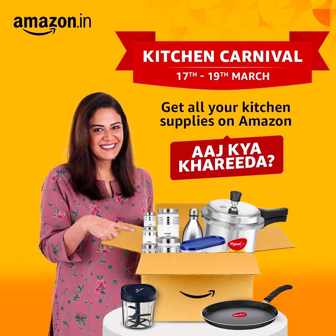 Kitchen Carnival
Up to 70% off on Cookware & dining
Cook up savings with us!
17th to 19th March

Shop Now - amazon.in/b?node=6889348…

#Lunchboxes #pressurecookers #gasstoves #Dinnersets #allkitchenneeds #kitchensale #dealoftheday #offers #amazonfinds #amazonfindsindia #shopping