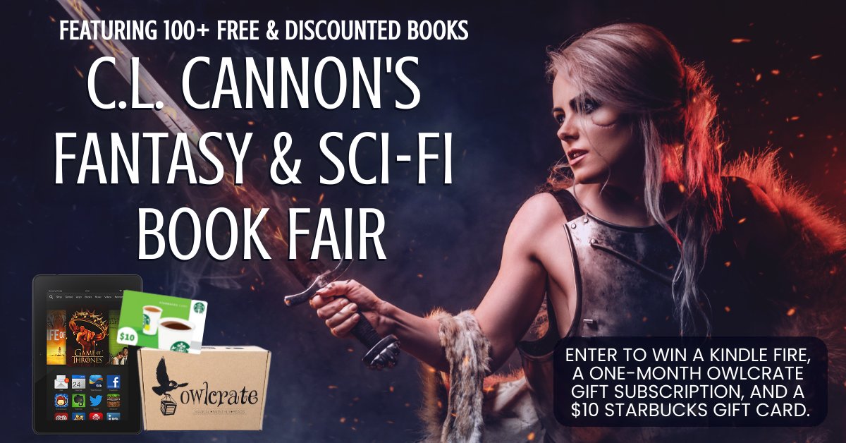 👀 Looking for some #bookish deals?📚 Our #Fantasy & #Scifi Book Fair has over 150 free & discounted books + #KU finds! There's also a HUGE #giveaway at the bottom! 🚀 clcannon.net/bookfair ⚔️ #Win a #KindleFire, #Owlcrate sub, & $10 #Starbucks gift card!📚