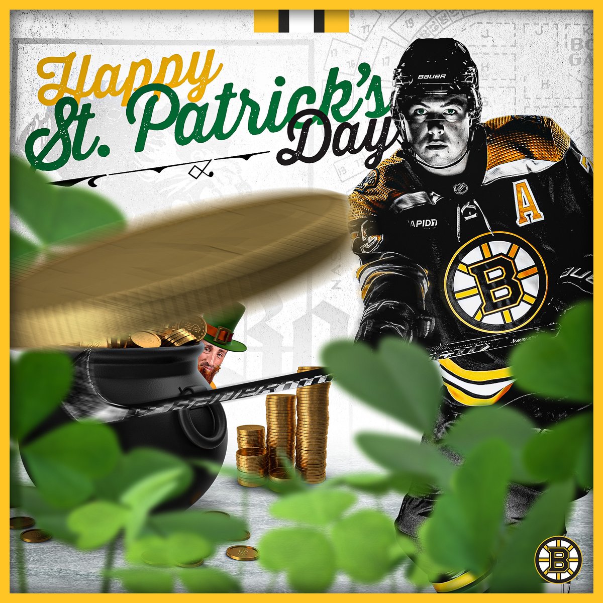 NHLBruins's tweet photo. Happy St. Patrick's Day #NHLBruins fans! ☘ https://t.co/4UpiVRI6O7