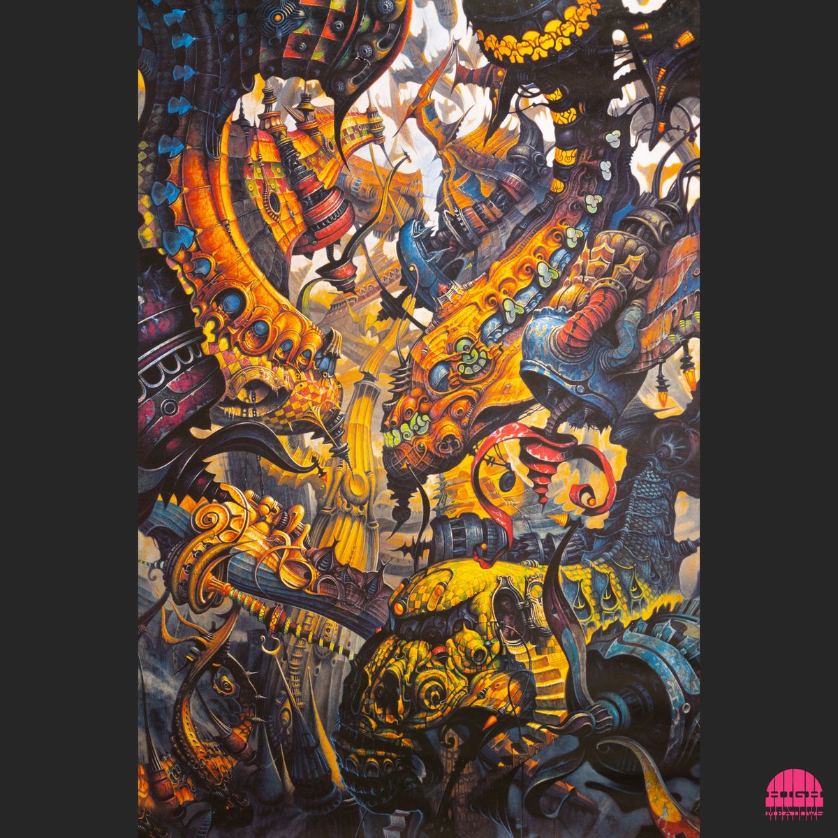high_meadows's tweet photo. 'Fall from Grace' by Dan Seagrave, 2000

Our second poster from Seagrave features (what seems to be) an hallucinogenic mashup between ancient temples and futuristic architecture.  The artwork is ornate and quite stunning, although quite dystopian in nature.

#DanSeagrave https://t.co/bKYP9YomzD