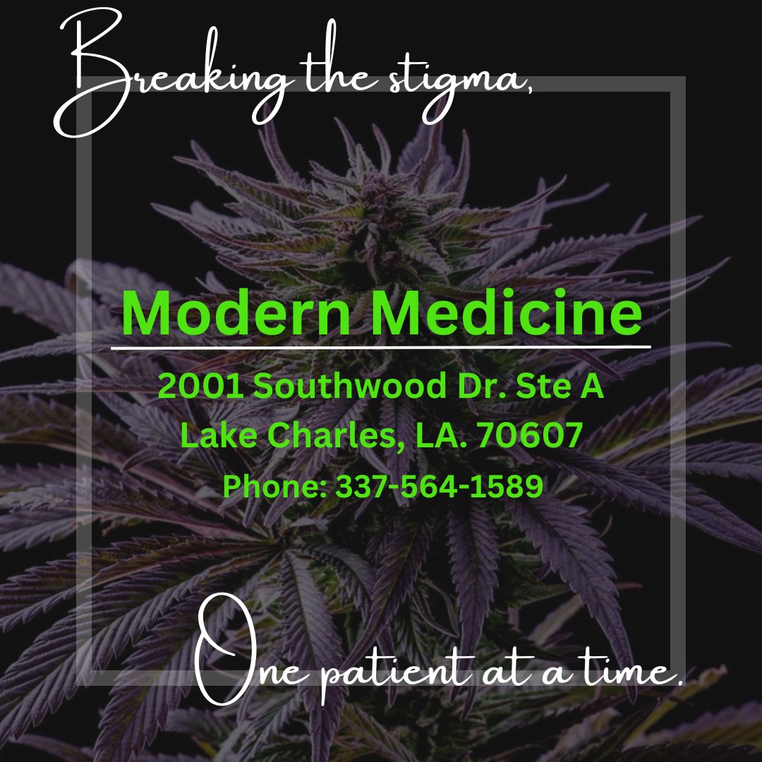 ModernMed_LA's tweet photo. Give us a call today for your medical cannabis recommendation. 337-564-1589 https://t.co/29VOewjLmM