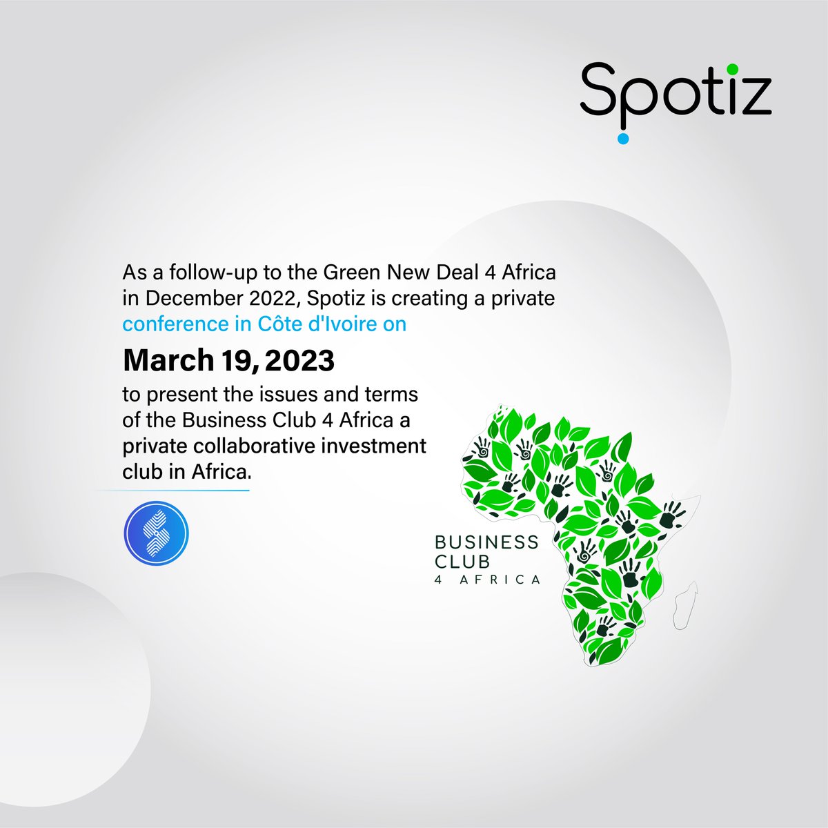 AppSpotiz's tweet photo. Great event in Ivory Coast with #greennewdeal4africa!
Business Club 4 Africa is a private club to lead changes in Africa through investments in impact projects. π§©πΏππ
#spotization #greennewdeal #collectiveintelligence #sustainabiity https://t.co/39oiF6r19a