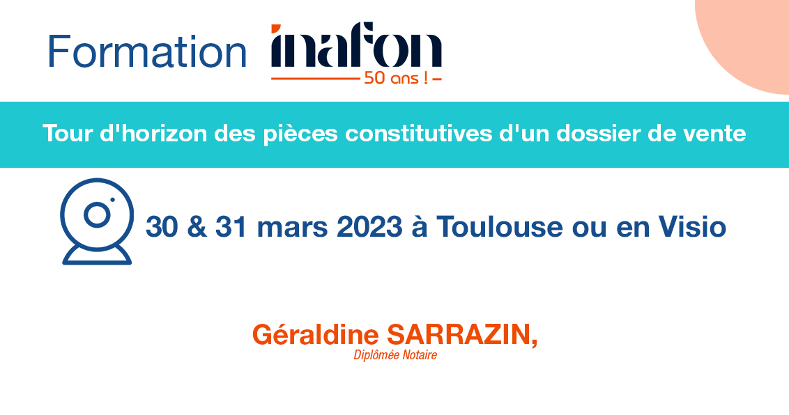 Mathieu_inafon's tweet photo. 📄 Tour d'horizon des pièces constitutives d'un dossier de vente avec Géraldine SARRAZIN, les 30 &amp; 31 mars 2023 à Toulouse ou en Visio ! 

Inscriptions &amp; infos 👉 https://t.co/2hexkbUNXK 

#Formation #Immobilier #Dossier #Vente https://t.co/6wU5GadW3W