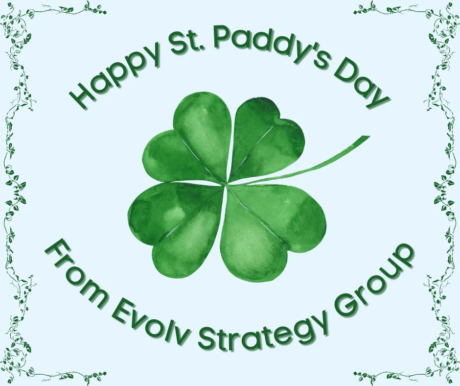 EvolvStrat's tweet photo. Happy St. Paddy's Day from EvolvStrat. We hope your day is filled with good luck, good fortune, and good times! #StPaddysDay #LuckoftheIrish #GoodLuck https://t.co/MZwkTAouaS