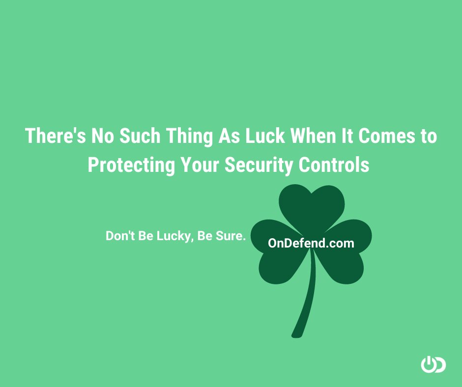 OnDefend's tweet image. Happy St. Patricks Day! 🍀

#cybersecurity #luckoftheirish #securitycontrols #ondefend