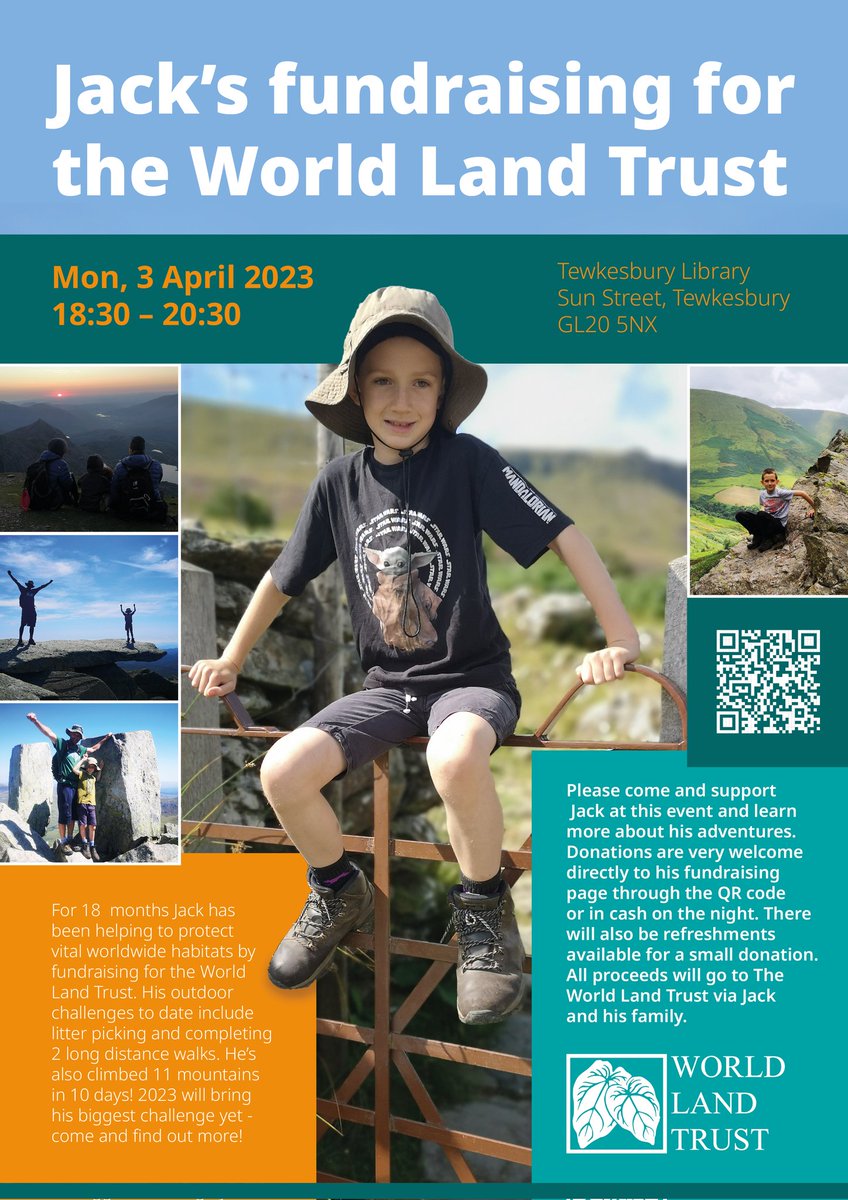 CazAdams3's tweet photo. Our first talk to promote Jack's Fundraising for Wildlife! 💚🌱🌎 Monday 3rd April, 6:30pm, Tewkesbury Library, free to attend! 
@SteveBackshall @LeeDingain @TewkesburyGP @Tewkesbury_CC @GlosCCGreens @GlosGreenParty @BBCGlos @GloucesterCity @GlosLiveOnline @REGUABrasil https://t.co/2Ot24bOYLk