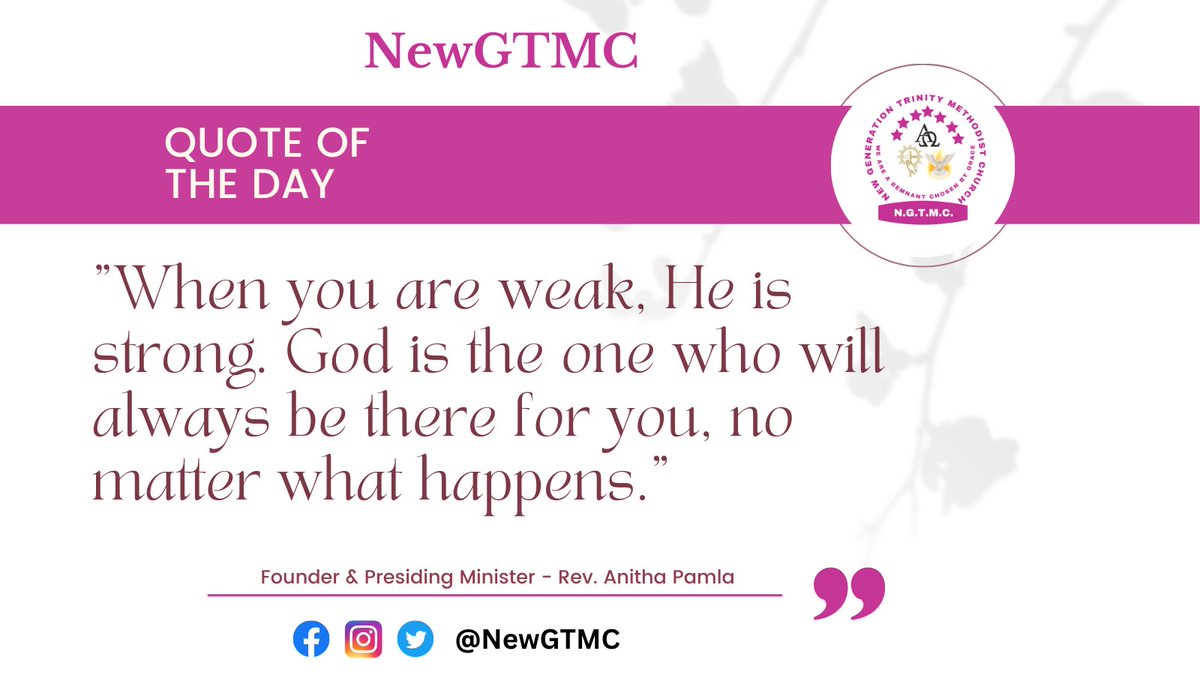 Inspirational Quote of the day. Have a good, productive, and blessed day. 
#newgtmc #wearearemnantchosenbygrace #quoteoftheday #quote #motivation #inspirationalmessage #PraiseGod #jesuschrist #church #revanithapamlawrites