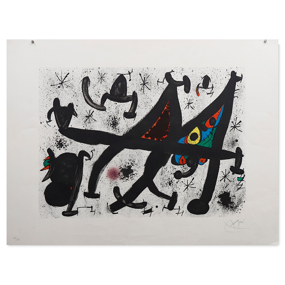 Joan Miró
"Homenaje a Joan Prats"
Litografía en colores
Año: 1971
Dimensiones: 75 x 100 cm
Tirada de 75 ejemplares
Numerada XIX/XXV y firmada a mano
Certificada por la Fundació Joan Miró
Mourlot 725

Más información: bit.ly/3JiB0Qb