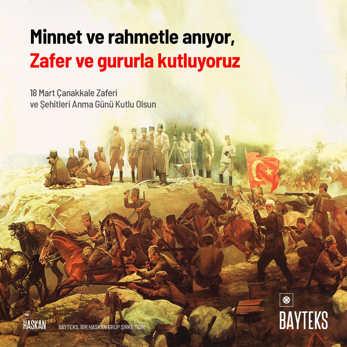 Çanakkale Zaferi, vatan topraklarını korumak için şahlanan bir milletin bağımsızlığının ve egemenlik aşkının ibret verici kahramanlık destanıdır. Zaferimizin 108. yılı kutlu olsun. #18MartÇanakkaleZaferi #CanakkaleGecilmez #canakkalesavasi #haskan #bayteks