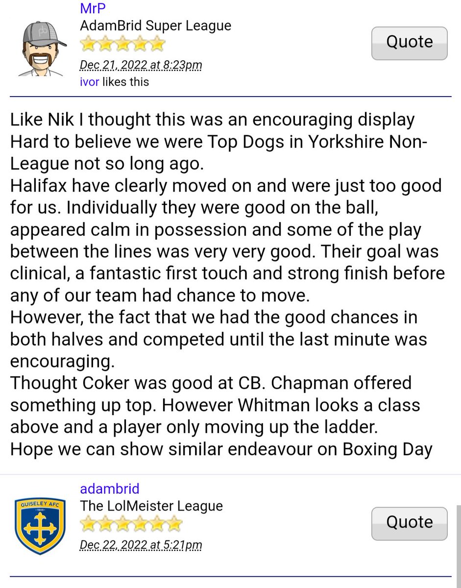 @hxfoyboy1988 @HxtfcRichard @WeAreTheShaymen @HalifaxTownSC @TownMemorabilia Thought this comment on our game there earlier this season encapsulated the gulf that now exists between the teams. Though the scoreline didn't show it, they were completely outclassed by our team.