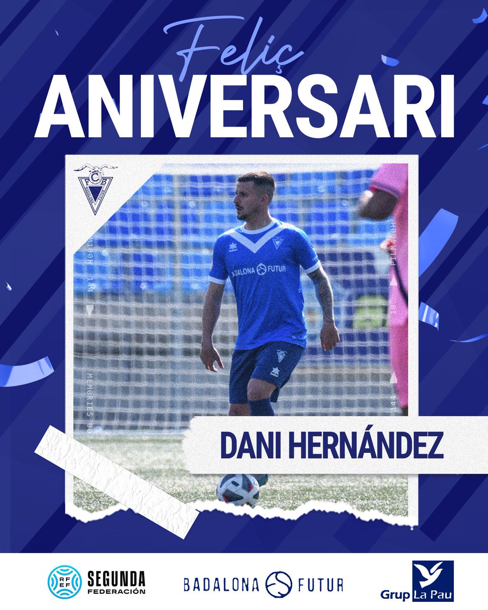 CF Badalona Futur (@cfbadalonafutur) on Twitter photo Dia especial pel nostre jugador <a href="/DaniHdez_10/">Dani Hernández</a>! 🎂
𝔽𝔼𝕃𝕀ℂ̧ 𝔸ℕ𝕀𝕍𝔼ℝ𝕊𝔸ℝ𝕀! 🥳
#BadalonaÉsFutur Dia especial pel nostre jugador <a href="/DaniHdez_10/">Dani Hernández</a>! 🎂
𝔽𝔼𝕃𝕀ℂ̧ 𝔸ℕ𝕀𝕍𝔼ℝ𝕊𝔸ℝ𝕀! 🥳
#BadalonaÉsFutur