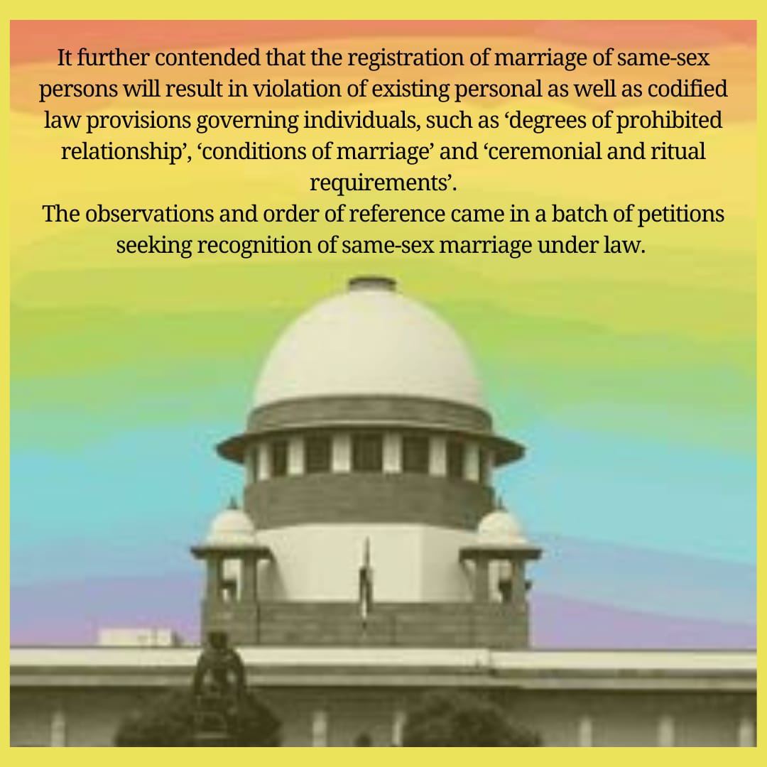 AILF_2020's tweet photo. A child adopted by a gay or lesbian couple does not necessarily have to be homosexual, the Supreme Court remarked on Monday while hearing the batch of pleas seeking legal recognition of same-sex marriage. [Supriyo and v. Union of India].👩🏻‍⚖️
#law #lawstudent #lawschool #lawyers https://t.co/0VmNxHyYJB