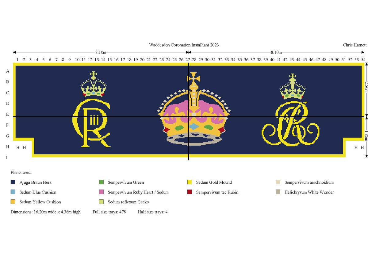 2023 Production Underway! 
With the King's #Coronation2023  set for the 6th May we have been hard at work producing some outstanding royal themed carpet bedding for our customers. Check this design for <a href="/WaddesdonManor/">Waddesdon</a>!