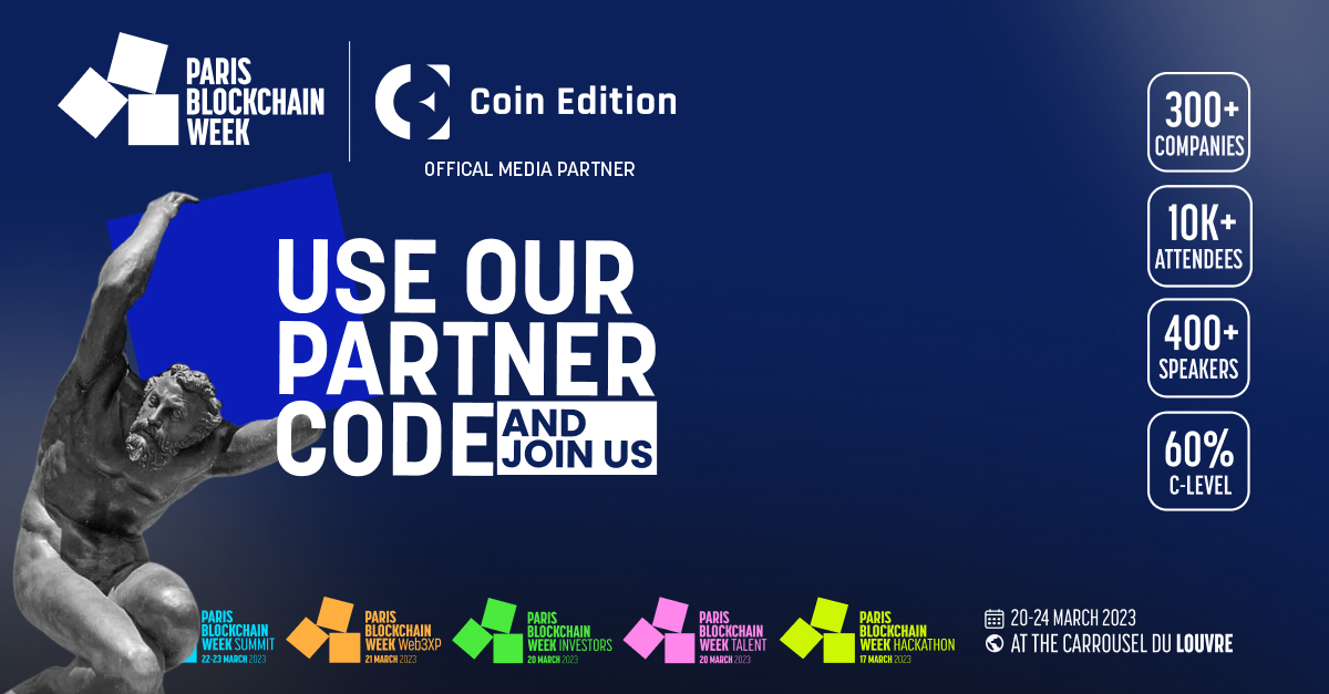 CoinEdition's tweet photo. 🥳 We're excited to🎙𝗮𝗻𝗻𝗼𝘂𝗻𝗰𝗲 that we're joining as 𝗺𝗲𝗱𝗶𝗮 𝗽𝗮𝗿𝘁𝗻𝗲𝗿! with @signalweek for the 𝗣𝗮𝗿𝗶𝘀 𝗕𝗹𝗼𝗰𝗸𝗰𝗵𝗮𝗶𝗻 𝗪𝗲𝗲𝗸 𝗦𝘂𝗺𝗺𝗶𝘁 𝟮𝟬𝟮𝟯 in 𝗖𝗮𝗿𝗿𝗼𝘂𝘀𝗲𝗹 𝗱𝘂 𝗟𝗼𝘂𝘃𝗿𝗲, 𝗣𝗮𝗿𝗶𝘀, 𝗙𝗿𝗮𝗻𝗰𝗲🇫🇷 

Welcome to💥#PBW2023 🇫🇷✨| 𝗧𝗵𝗲 𝗺𝗼𝘀𝘁 𝗶𝗻𝗳𝗹𝘂𝗲𝗻𝘁𝗶𝗮𝗹 gathering of 𝗯𝗹𝗼𝗰𝗸𝗰𝗵𝗮𝗶𝗻 and 𝗪𝗲𝗯𝟯🥁Paris Blockchain Week is 𝗕𝗔𝗖𝗞!🚀 

The event is scheduled for 🗓 𝟮𝟬-𝟮𝟰 𝗠𝗮𝗿𝗰𝗵, 𝟮𝟬𝟮𝟯 at the magnificent 𝗖𝗮𝗿𝗿𝗼𝘂𝘀𝗲𝗹 𝗱𝘂 𝗟𝗢𝗨𝗩𝗥𝗘, 𝗣𝗮𝗿𝗶𝘀, 𝗙𝗿𝗮𝗻𝗰𝗲🇫🇷🎉 

𝗝𝗼𝗶𝗻 𝘂𝘀 :👉https://t.co/xFYSLlXO5I

You can enjoy a 𝟭𝟱% 𝗱𝗶𝘀𝗰𝗼𝘂𝗻𝘁 with the code 𝗠𝗖𝗢𝗜𝗡𝗤𝟭𝟱

#Paris #blockchain #web3 #ParisBlockchainWeek #defi #NFT #blockchaintechnology #cybersecurity #CryptoConversion #Innovation #JoinTheCommunity #CommunityBadges #decentralizedidentity
