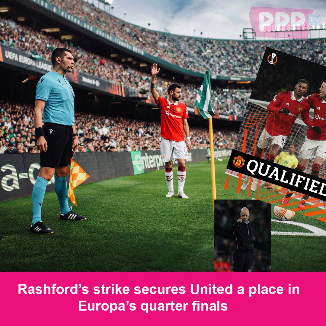 PPPTV_ke's tweet photo. Manchester United will now play in their third quarter-final this season, after edging Real Betis out of the Europa quarter finals in their  Round of 16 second leg  fixture. 
The match, which took place at the Estadio Benito Vilamarin, saw Betis put a spirited ... https://t.co/ODq7qMVGzq