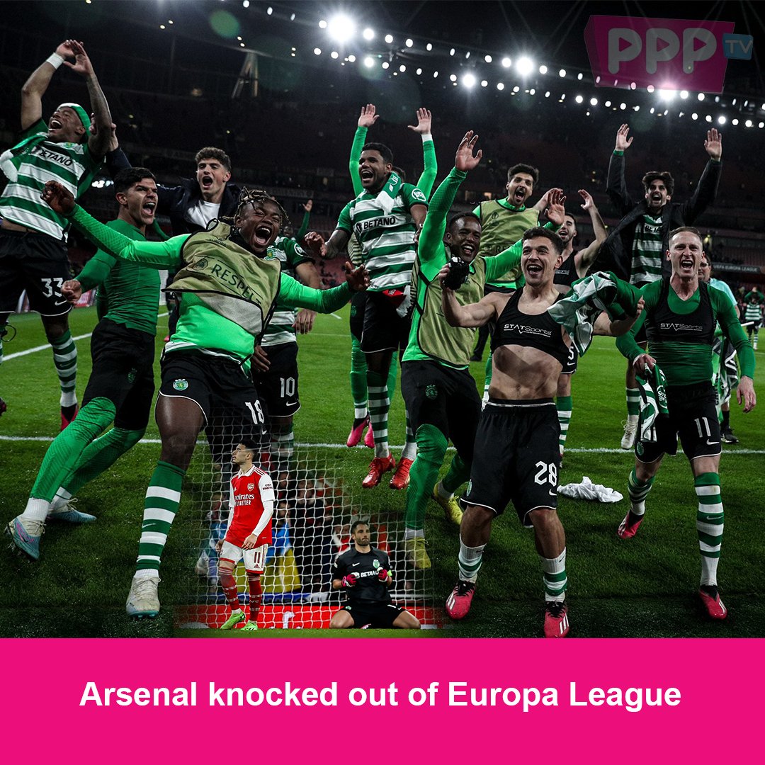 PPPTV_ke's tweet photo. Arsenal Football Club has been knocked out of the Europa competition by Sporting CP after losing out on penalties at the Emirates Stadium. 
Granite Xhaka had opened the score early in the game but a second half equalizer by Goncalves meant the Gunners will have to play in ... https://t.co/0St7m6kNSn