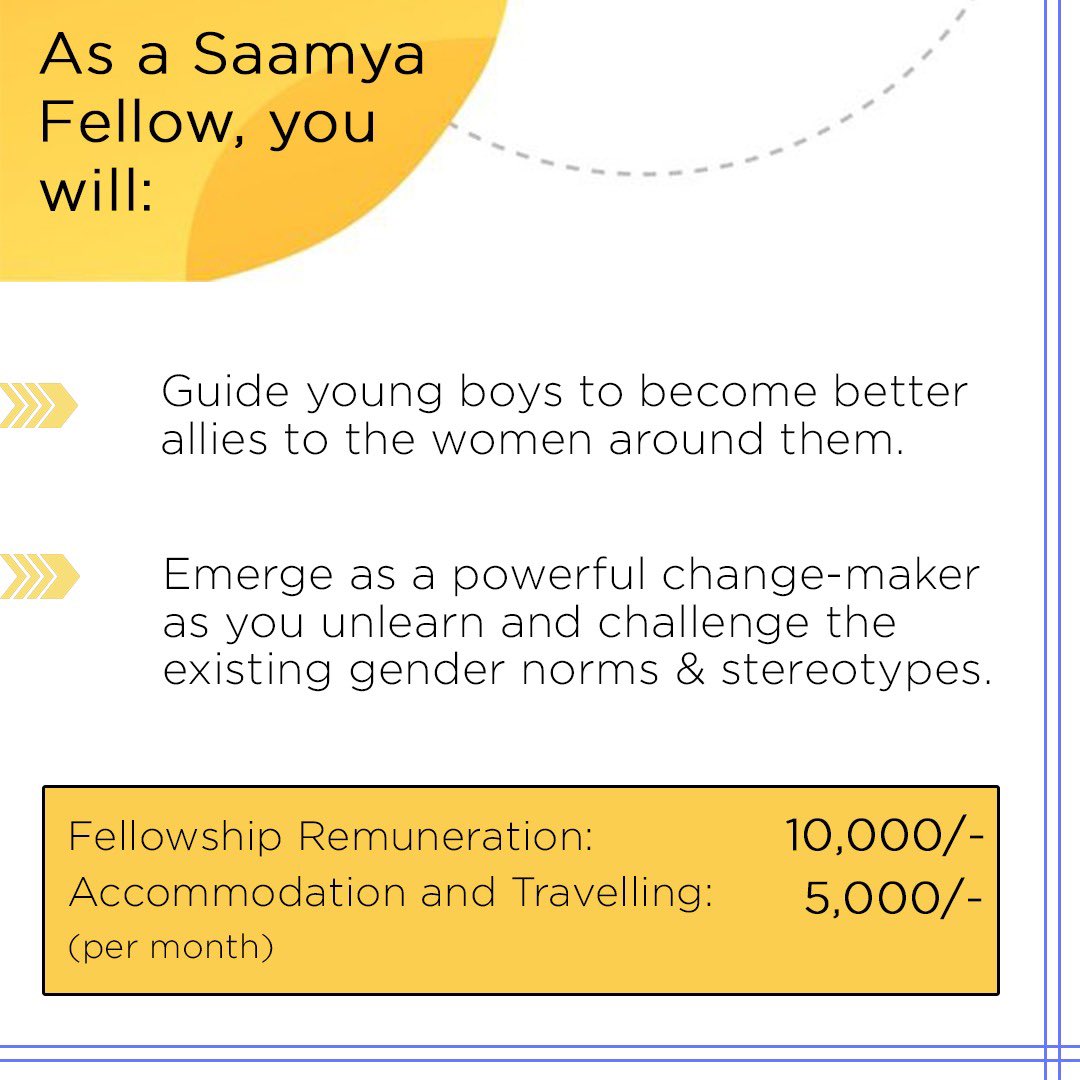 The Saamya Fellowship, has multifaceted benefits for you, read and find out. Feel free to reach out to us should you have any queries or need further details.

#CSR #csrindia #fellowship #saamyafellowship #applynow #gender #genderequity #childrenlearning #opportunity #genderjobs