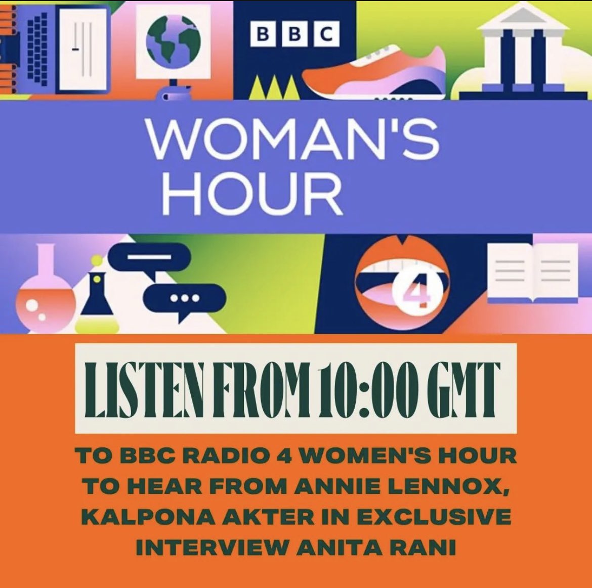 raakhishah's tweet photo. 🎧 @BBCWomansHour 10.00 GMT today - an exclusive interview withThe Circle Founder @AnnieLennox & Ambassador @kalponaakter by @itsanitarani
They’ll be discussing #GlobalFeminism, #GarmentWorker injustice and the right to a #LivingWage!
Grab a cuppa and have a listen https://t.co/E8ofAH3s3m