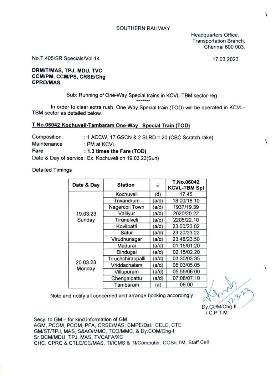 kulitturai's tweet photo. Sir, please add stoppage at kulitturai (KZT) main station between TVC - NJT for 06042 special and take action to run as weekly regular summer special. It will be a great great blessing for people of KCVL - TBM section from over rush @GMSRailway @TVC138  @AshwiniVaishnaw https://t.co/YrRwyBylLS