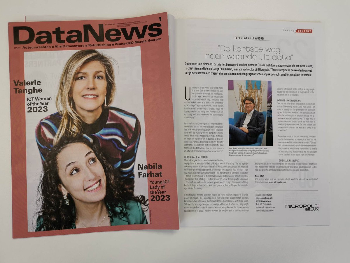 Have you read the first edition of Data News yet? You can find the interview of our Managing Director, Paul Kaisin, right after the table of contents. You can't miss it! 📖👇

#datadriven #digitaltransformation #innovation