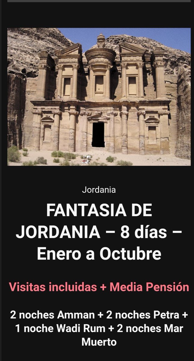 🗺️ OFERTA #GOINGTRAVEL

🇯🇴 #Jordania
🗓️ 8 días

¡Conoce una oferta de calidad para viajar al #MedioOriente con una gran variedad de actividades!

ℹ️ Más información
📞 931426050
🌐 Goingtravel.es

#Jordania #Arabe #Viaje