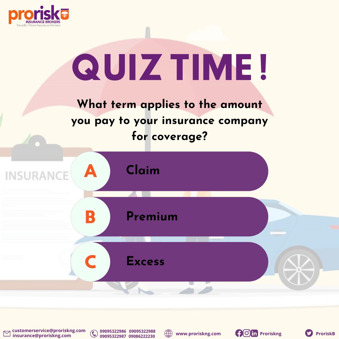 It's FRIYAY, and it's quiz time....

Do you know the answer? Tell us in the comment section below 😁

proriskng.com
#proriskng #quizinstagram #insurancecoverage #insurancebroker #insurancenigeria