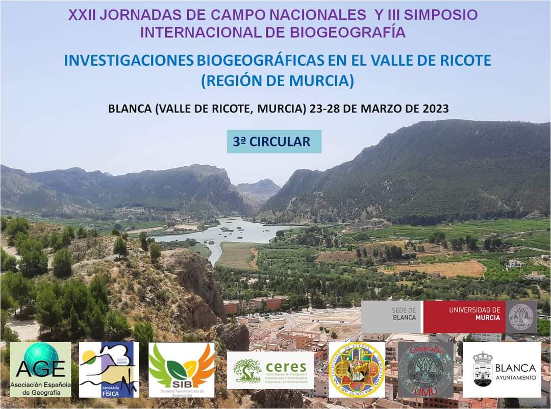 sedesumu's tweet photo. Entre los días 23 y 28 de marzo de 2023 tendrán lugar en #Blanca (Valle de Ricote, Murcia) las XXII Jornadas de Campo Nacionales de Biogeografía y IV Simposio Internacional de Biogeografía con el título «Investigaciones biogeográficas en el Valle de Ricote (Región de Murcia)«. https://t.co/jvYpUBytwN