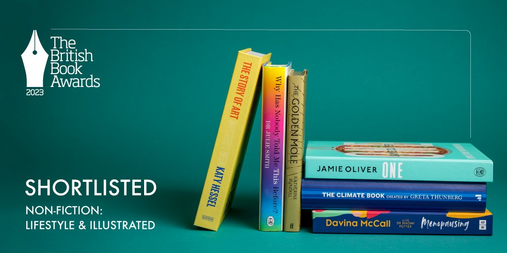 thebookseller's tweet photo. Congratulations to our Non-Fiction: Lifestyle &amp; Illustrated shortlistees @ThisIsDavina with Dr Naomi Potter, @jamieoliver, @GretaThunberg, Katherine Rundell, @talyabaldwin, @KatyHessel and @drjuliesmith!

#BritishBookAwards #Nibbies https://t.co/iQWXlCphzS