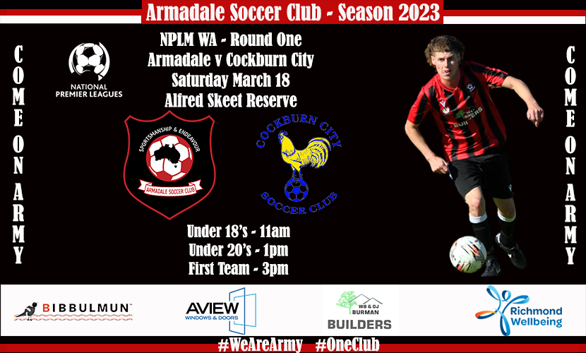 We chat to Head Coach John O’Reilly and new recruit Lachlan Collins as we preview our NPLM WA season opener against <a href="/CockburnCitySC/">Cockburn City SC</a> at Alfred Skeet Reserve on Saturday. (3.00pm)
facebook.com/armadalesoccer…
#WeAreArmy #OneClub