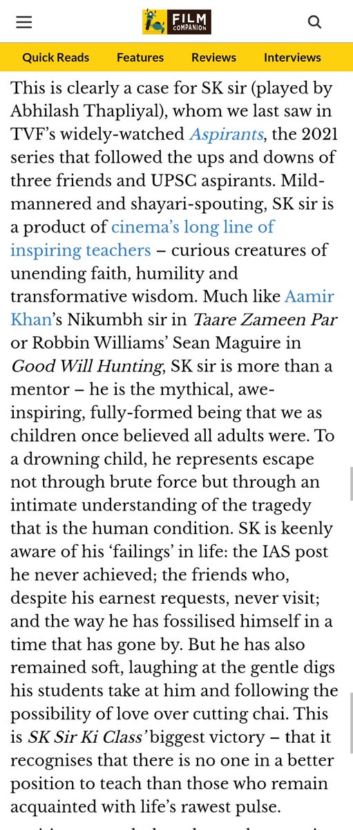 Wrote about #SKSirKiClass, cinema's inspirational teachers and the syrupy sentimentality #TVF is susceptible to.