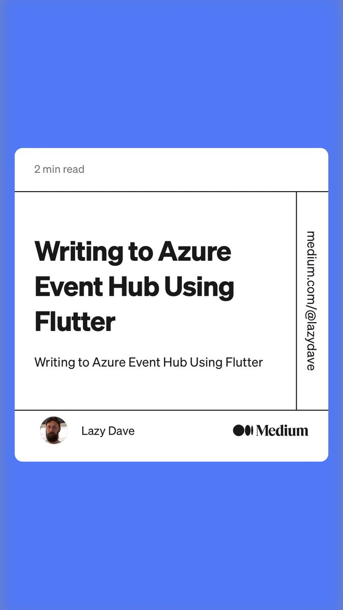 Are you building a real-time data processing solution with Flutter? Check out our latest blog post on how to write to an Azure Event Hub using Flutter! #Azure #Flutter #RealTimeDataProcessing

link.medium.com/UPNCgRpKeyb
