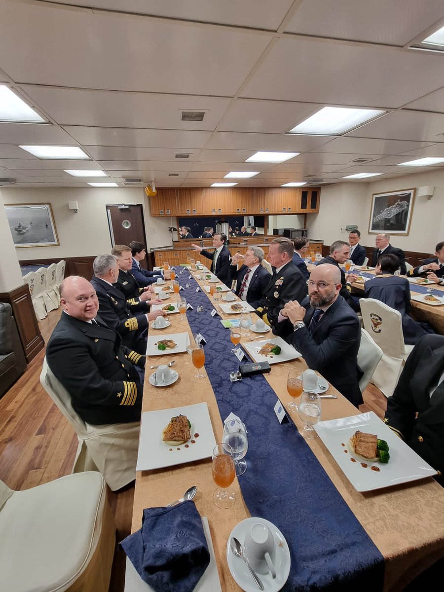 MichaelPulchEU's tweet photo. Instructive visit to Yokosuka Naval Base. Insightful exchange with @JMSDF_PAO Vice Admiral Akira Saito and Rear Admiral Erik Eslich, Deputy Commander of the US 7th fleet on maritime security in the Indo-Pacific theatre of operation. @OpComd_EUNAVFOR @eu_eeas https://t.co/9AMB1G1fjn