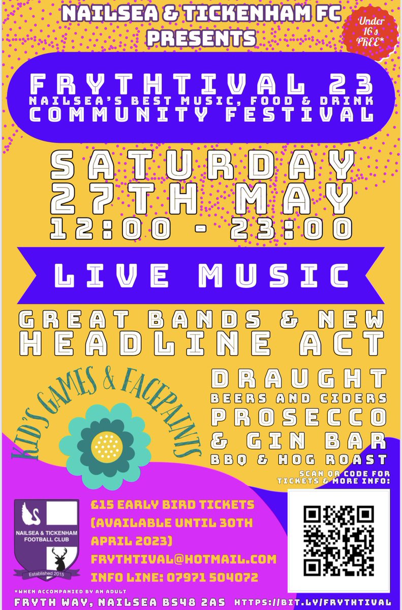 NandTFC's tweet photo. FRYTHTIVAL 2023! Join us again for this great family event on Saturday 27th May!

Tickets on sale now https://t.co/d38xviCFXc

@swsportsnews @nailseapeeps https://t.co/fqMEwYOHwq