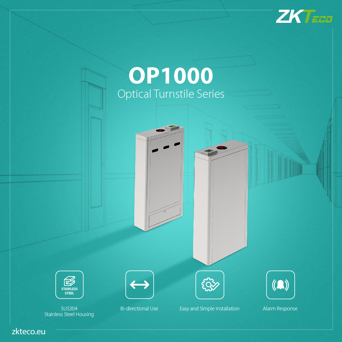 ZKTeco_Europe's tweet image. Replace traditional physical barriers with #OP1000, an optical #turnstile utilizing active infrared beams to create an invisible electronic field between two pedestals. Easily utilize this solution with the #ProFace XSeries or #SpeedFaceV5L ✋👧 → zurl.co/DUdH?utm_sourc…
#ZKTeco
