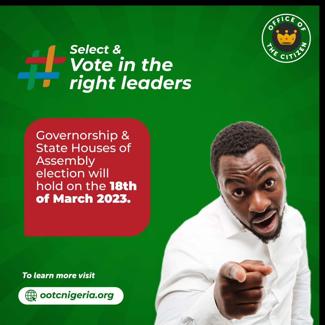 Anthony Ubani (@anthonyubani1) on Twitter photo The ballot is your bullet. No retreat. No surrender. Come out en masse on March 18 and vote for competent leaders.
Visit ootcnigeria.org/GCandidates to view the list of candidates in the elections.
#ootcnigeria #fixpolitics #NigeriaElections2023 #NigeriaDecides
<a href="/obyezeks/">Oby Ezekwesili</a> The ballot is your bullet. No retreat. No surrender. Come out en masse on March 18 and vote for competent leaders.
Visit ootcnigeria.org/GCandidates to view the list of candidates in the elections.
#ootcnigeria #fixpolitics #NigeriaElections2023 #NigeriaDecides
<a href="/obyezeks/">Oby Ezekwesili</a>