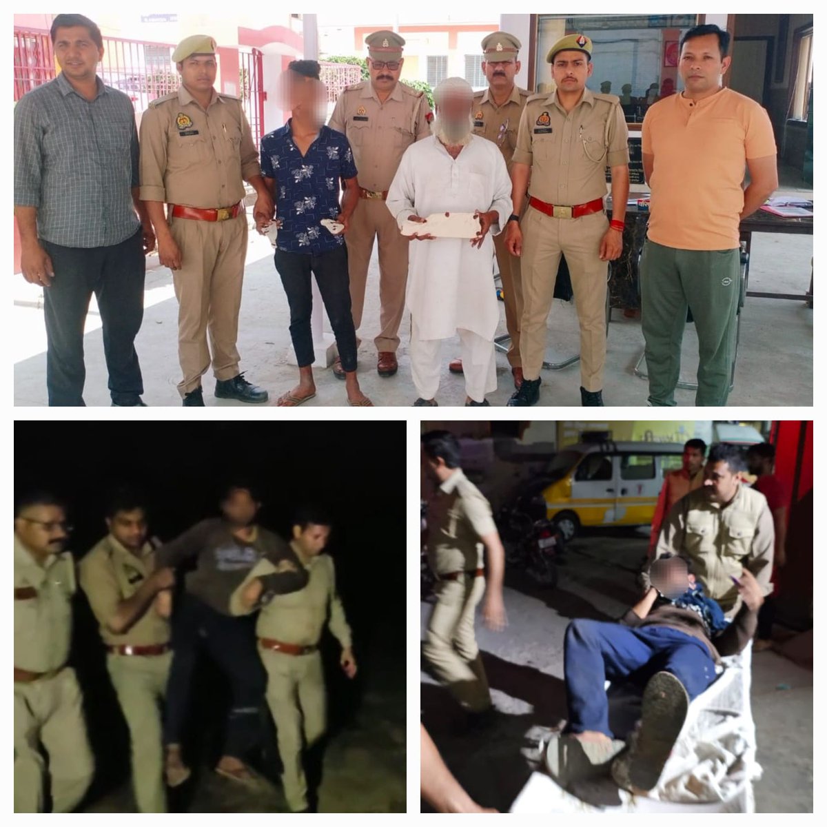 amrohapolice's tweet image. पुलिस अधीक्षक अमरोहा @langeh_ips के निर्देशन में थाना अमरोहा नगर पुलिस द्वारा बाद पुलिस मुठभेड 03 शातिर गौकश अभियुक्त गिरफ्तार,
मुठभेड के दौरान 01 अभियुक्त पैर में गोली लगने से घायल,
अवैध असलहा, गौवंशीय मीट, कटान के उपकरण व घटना मे प्रयुक्त मो0सा0 बरामद।

#UPPolice 
#CrackdownUPP