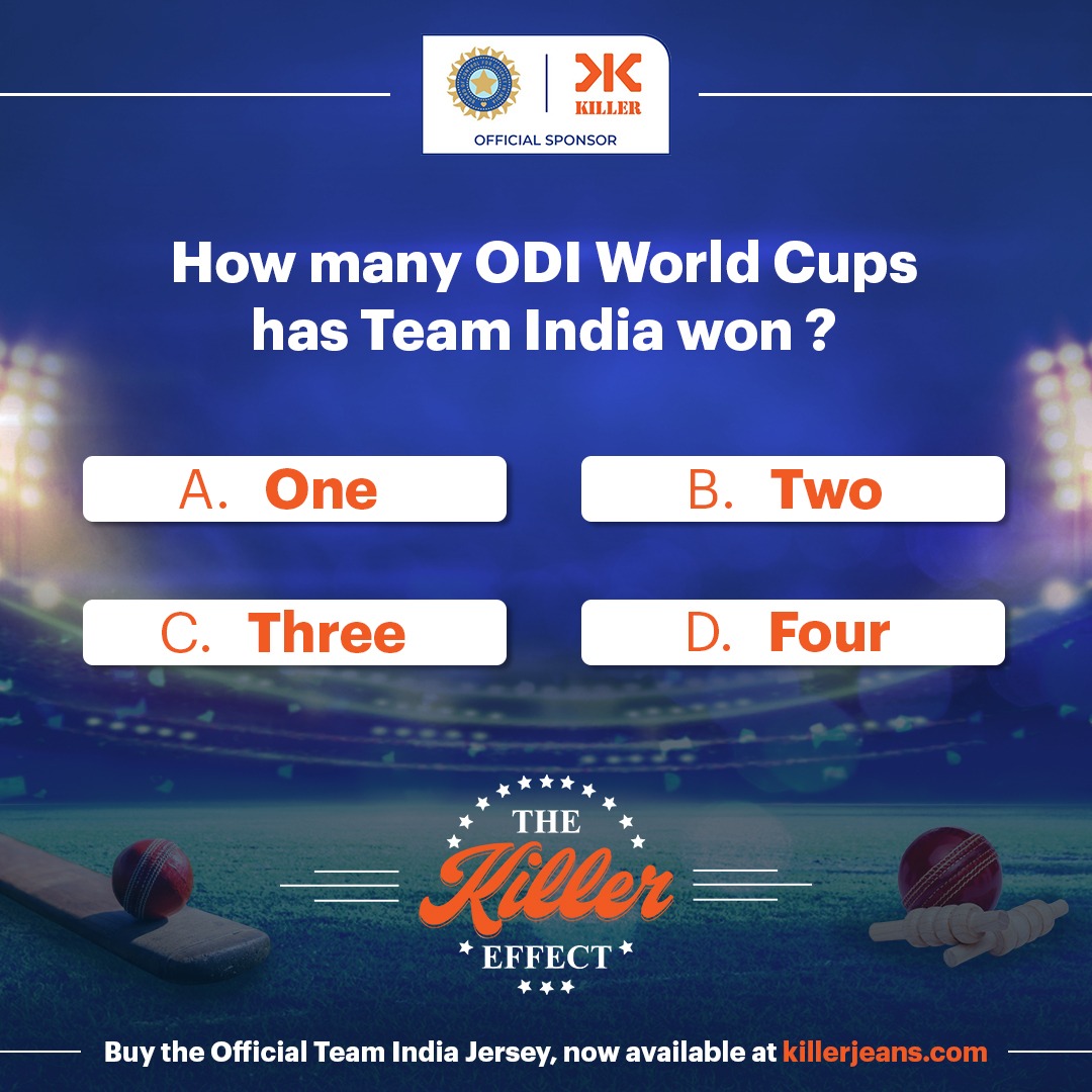 We know how much you love to see Team India win the world cup. Now its your turn to make a Killer guess. Comment below.

#KillerJeans #ThisIsUs #BCCI #FindTheName #KillerJersey #CricketLover #Kitsponsor #OfficialSponsor #ContestAlert