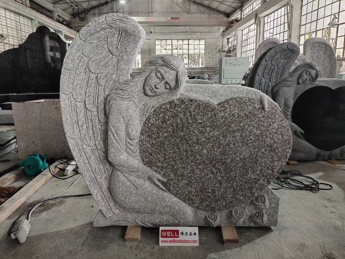 sam168stone's tweet image. granite angel head stone with heart
