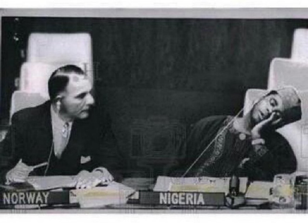 IgboHistoFacts's tweet photo. Jaja Wachuku; Nigeria's first Ambassador to the United Nations. He became very famous after he was refused to express his displeasure over a racist comment so he in return stopped listening to what everyone was saying and feigned to be sleeping during the UN meeting in 1960's. https://t.co/dgzMg1Xsju