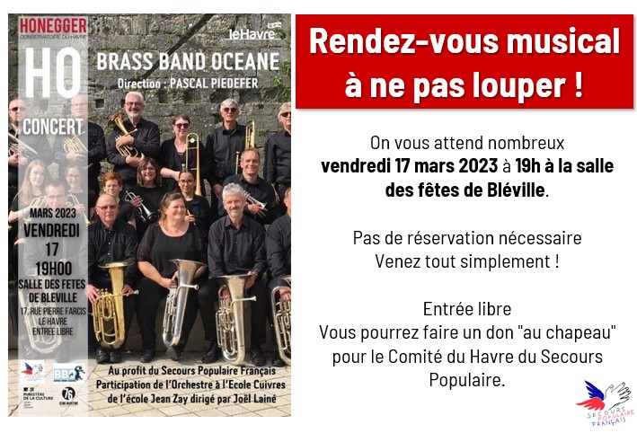 SecoursPop_LH's tweet photo. C'est ce soir !! On vous attend nombreux^^
Pas de réservation nécessaire. Venez tout simplement !
Entrée libre
Vous pourrez faire un don "au chapeau" pour le Comité du Havre du Secours Populaire.
#secourspopulaire #solidarite #concert #musique #lehavre @DThieulent @NLebreuil https://t.co/U0yCD2az9Q