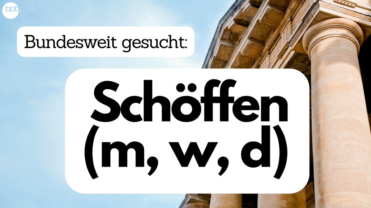 In Deutschland werden bundesweit Schöffinnen und Schöffen gesucht. Sie nehmen als Laien an Strafverfahren in Amts- und Landgerichten teil. Dabei gilt ihre Stimme genauso viel wie die der Berufsrichterinnen und -richter. Interesse geweckt? ▶️ bpb.de/519153